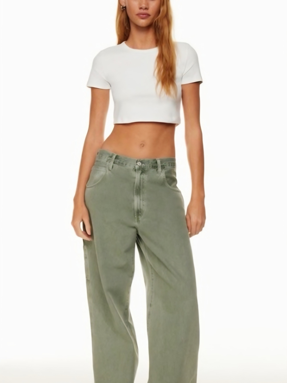 AGOLDE Olive Green High-Rise Wide Leg Jeans